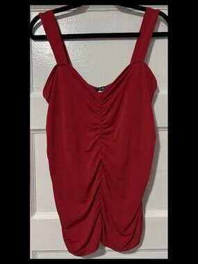 Venus Womens Red Ruched Stretch Sleeveless Top XL EUC